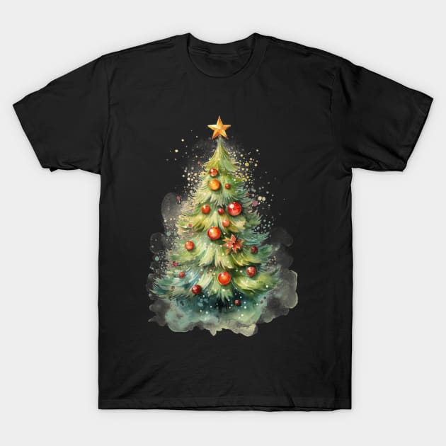 Watercolor Christmas Tree T-Shirt by AnnaMDesigne